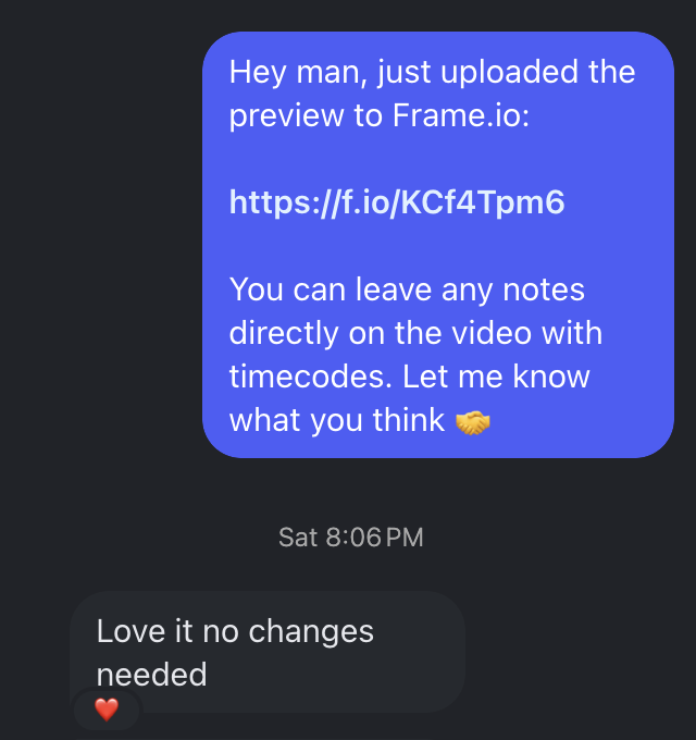 Client approves the edit with no changes needed